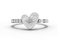 0.44 Ct Lab-Grown Diamond Open Heart Ring with Pavé Band