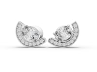 Lab Grown Diamond Pear Horseshoe Halo Jewelry Set with Necklace Earrings and Open Ring