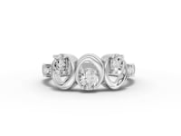 0.49 Ct Oval Lab Diamond Swirl Ring with Open Band