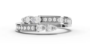 0.35 Ct Pear Diamond Open Wrap Ring with Channel Set Pavé Band