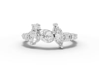 Lab Grown Pear & Marquise Diamond Multi-Stone Ring with Round Accents