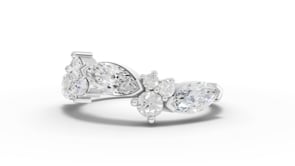 Lab Grown Marquise Diamond Ring with Round Cluster Accents