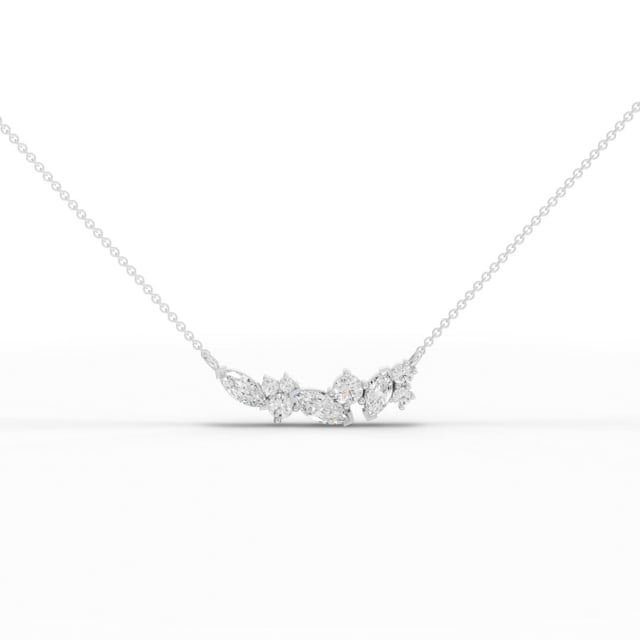 1.15 Ct Marquise Cluster Accent Lab Grown Diamond Necklace