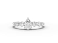0.47 Ct Lab-Grown Pear Diamond Ring with Geometric Round Accent Band