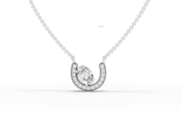 Lab Grown Pear Diamond Horseshoe Halo Pendant Necklace