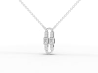 Lab Grown Diamond Emerald Cut Link Jewelry Set with Paperclip Pendant Necklace Drop Earrings and Open Ring