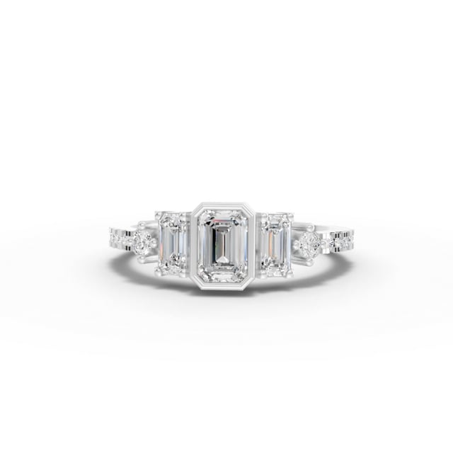 Lab Grown Emerald Cut Diamond Drop Jewelry Set with Earrings, Necklace and Engagement Ring