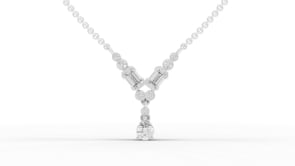 0.88 Ct Emerald & Pear Lab Diamond Chevron Drop Necklace