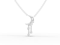 Luxury Lab Grown Diamond Crescent Moon Drop Earrings and Pendant Necklace Jewelry Set