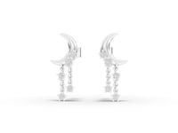 Luxury Lab Grown Diamond Crescent Moon Drop Earrings and Pendant Necklace Jewelry Set