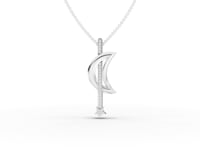 Modern Lab Grown Diamond Crescent Moon & Vertical Bar Star Pendant Necklace