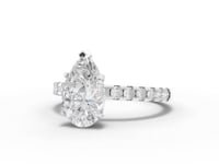 2.42 Ct Pear Cut Lab Grown Diamond Engagement Ring with Pavé Band