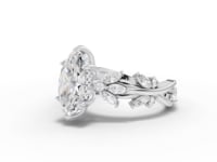 3.02 Ct Marquise Cut Lab Grown Diamond Engagement Ring with Floral Side Stones