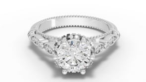 1.19 Ct Vintage Milgrain Round Cut Lab Grown Diamond Engagement Ring with Hidden Halo