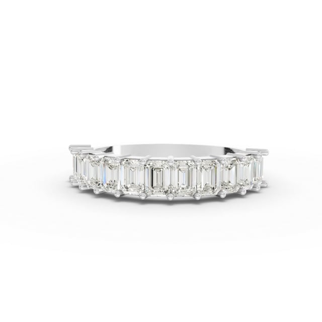 1.38 Ct Emerald Cut Lab Grown Diamond Half Eternity Wedding Band
