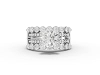 2.82 Ct Round Lab Grown Diamond Triple Row Statement Ring