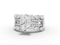 2.87 Ct Pear Diamond Engagement Ring with Triple Row Pavé Band Design