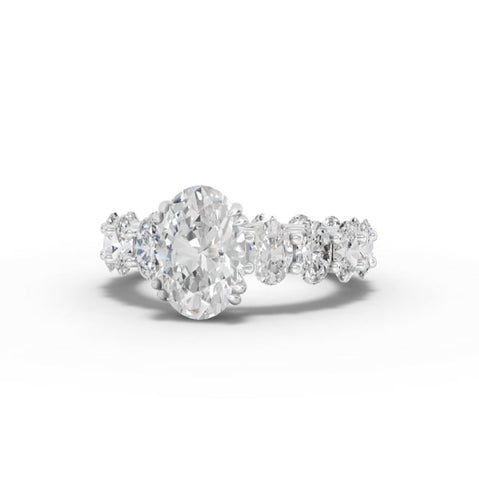 5.99 Ct Oval Solitaire with Eternity Band Lab Grown Diamond Ring