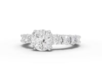 4.01 Ct Round Solitaire with Tapered Side Stones Lab Grown Diamond Ring