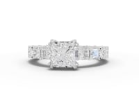 4.72 Ct Princess Cut Lab Grown Diamond Eternity Engagement Ring