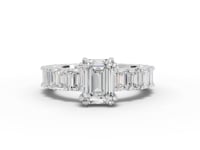 5.29 Ct Emerlad Lab Diamond Full Eternity Ring 1.50 Ct Center