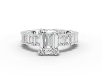 5.79 Ct Emerlad Lab Diamond Full Eternity Ring 2.00 Ct Center