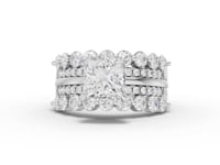 2.82 Ct Princess Solitaire Lab Diamond Double Band Eternity Ring 1.50 Ct Center