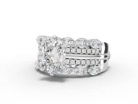 2.77 Ct Oval Solitaire Lab Diamond Double Band Half Eternity Ring  Set 1.50 Ct Center