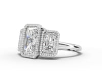 4.00 Ct Radiant Three Stone Lab Diamond Ring with Milgrain Bezel 2.00 Ct Center