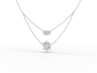 0.10 Ct Evil Eye & Sun Lab Diamond Layered Necklace