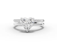 1.60 Ct Heart Solitaire Lab Diamond Double Band Accent Ring 1.50 Ct Center
