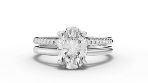1.60 Ct Oval Solitaire Lab Diamond Double Band Accent Ring 1.50 Ct Center