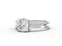1.60 Ct Cushion Lab Diamond Split Ring 1.50 Ct Center