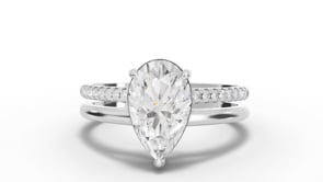 1.60 Ct Pear Solitaire Lab Diamond Double Band Ring 1.50 Ct Center