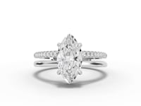 1.60 Ct Marquise Solitaire Lab Diamond Double Band Ring 1.50 Ct Center