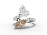 3.36 Ct Toi et Moi Heart & Marquise Lab Diamond Accent Bypass Ring