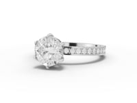 2.26 Ct Round Solitaire Lab Diamond Pavé Ring 1.50 Ct Center
