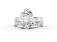 3.46 Ct Oval Lab Diamond Hidden Halo Ring Set 3.00 Ct Center