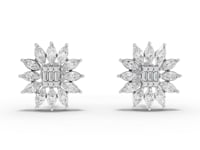 1.09 Ct Marquise Cluster Lab Diamond Stud Earrings with Baguette Center