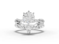 1.87 Ct Round Solitaire Lab Diamond Curved Accent Ring Set 1.50 Ct Center