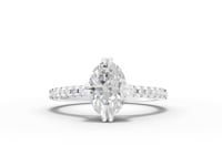 1.21 Ct Oval Solitaire Lab Diamond Hidden Halo Pavé Ring 1.00 Ct Center
