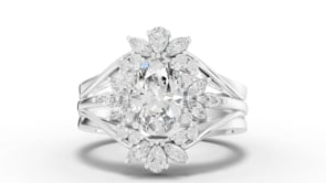 1.41 Ct Oval Lab Diamond Halo Ring with Side Band Set 1.00 Ct Center