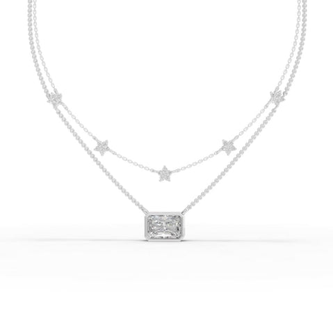 2.25 Ct Radiant Layered Star Necklace 2.00 Ct Center