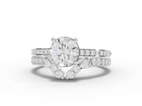 1.45 Ct Solitaire Round Lab Diamond Ring with Pavé Band Set 1.00 Ct Center