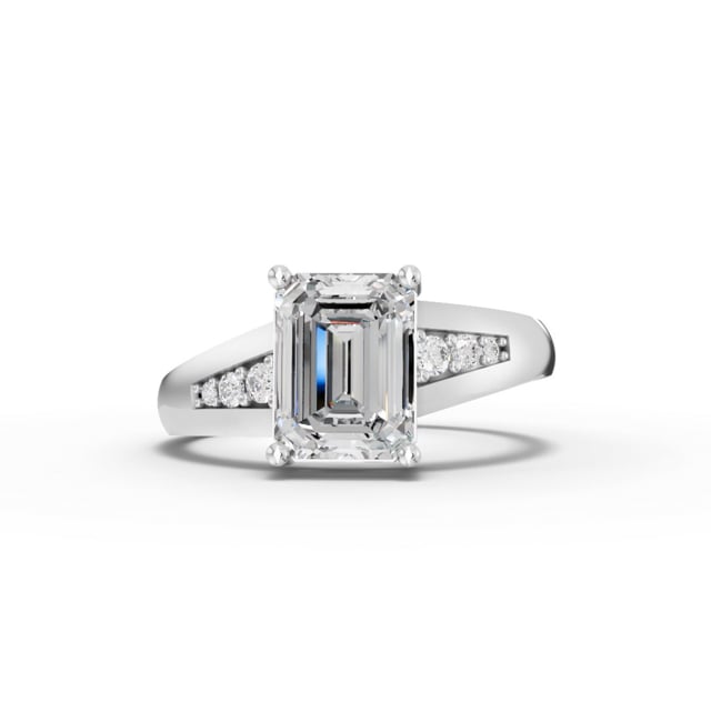 1.59 Ct Emerald Crossover Lab Diamond Pavé Band 1.5 Ct Center