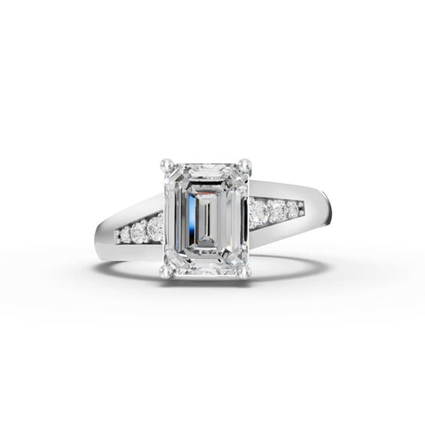 1.59 Ct Emerald Crossover Lab Diamond Pavé Band 1.5 Ct Center