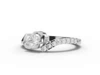 0.32 Ct Pear Wave Lab Diamond Ring with Pavé Band 0.21 Ct Center