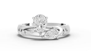 0.78 Ct Pear Toi et Moi Lab Diamond Accent Ring
