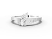 0.27 Ct Modern Pear Diamond Engagement Ring with Flush Set Diamonds