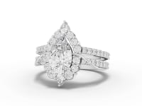 1.83 Ct Oval Lab Diamond Halo Ring with Split Pavé Band Set 1.00 Ct Center